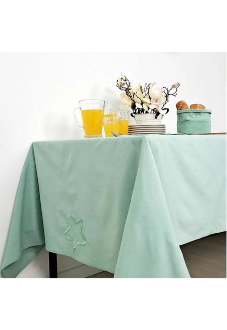 Mantel estrella deshilachada 160x300 cm, celeste-1