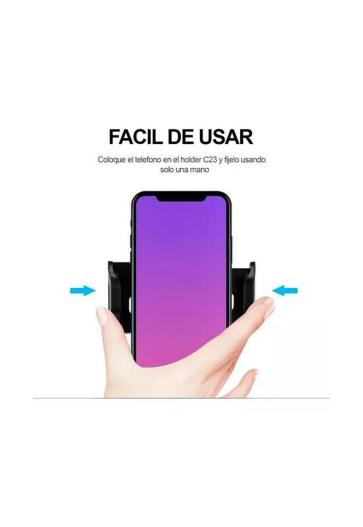 Soporte celular auto, brazo largo, ajustable, color negro-1