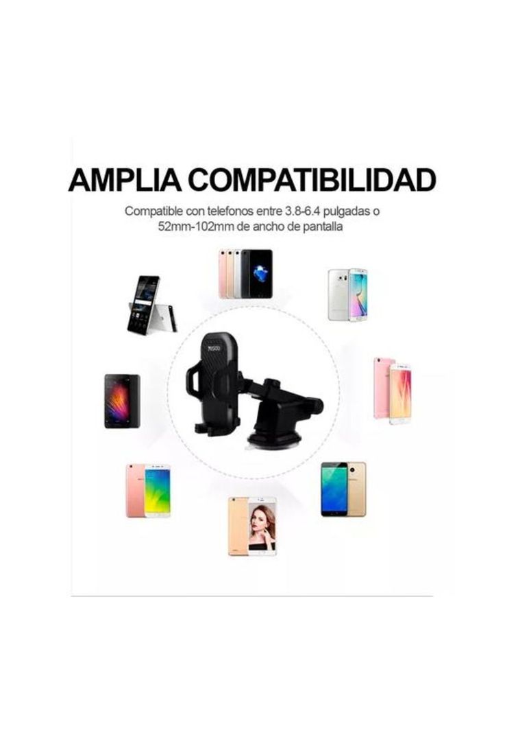 Soporte celular auto, brazo largo, ajustable, color negro-2