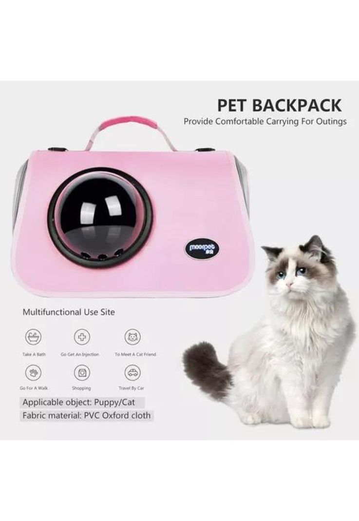 Bolso de transporte cápsula para mascotas malla transpirable rosado-2