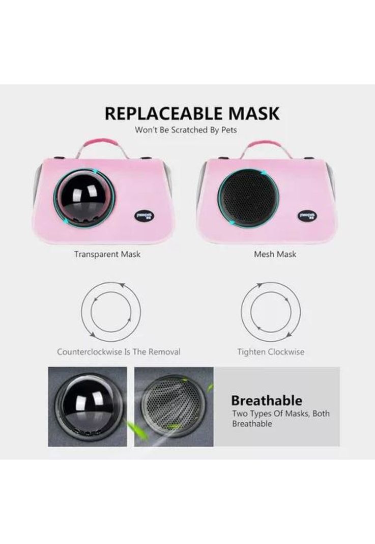 Bolso de transporte cápsula para mascotas malla transpirable rosado-4