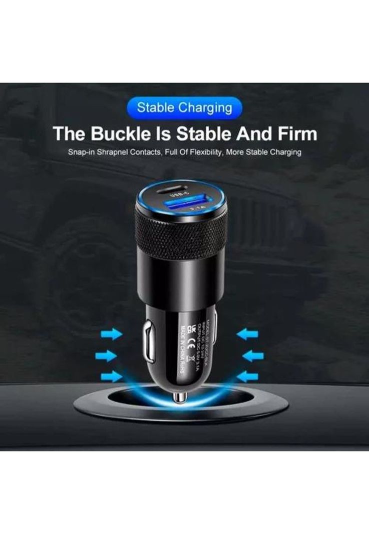 Cargador auto carga rápida tipo C 18W y USB 18W-2