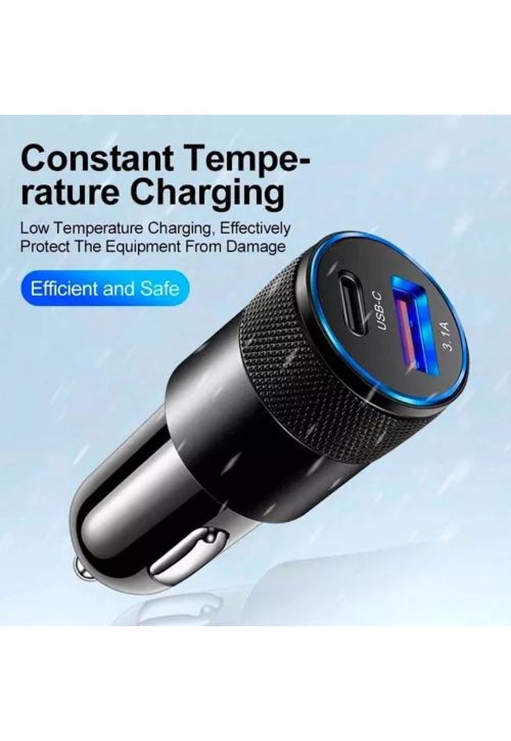 Cargador auto carga rápida tipo C 18W y USB 18W-4