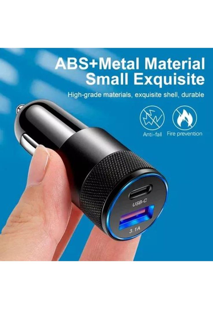 Cargador auto carga rápida tipo C 18W y USB 18W-5