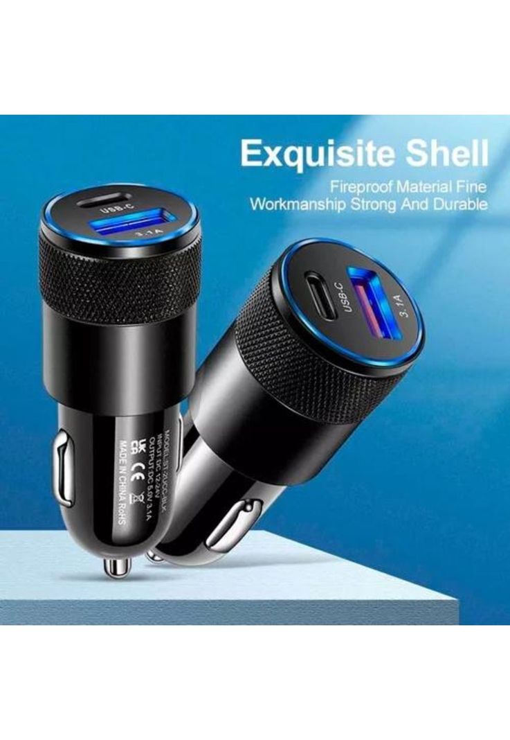 Cargador auto carga rápida tipo C 18W y USB 18W-6