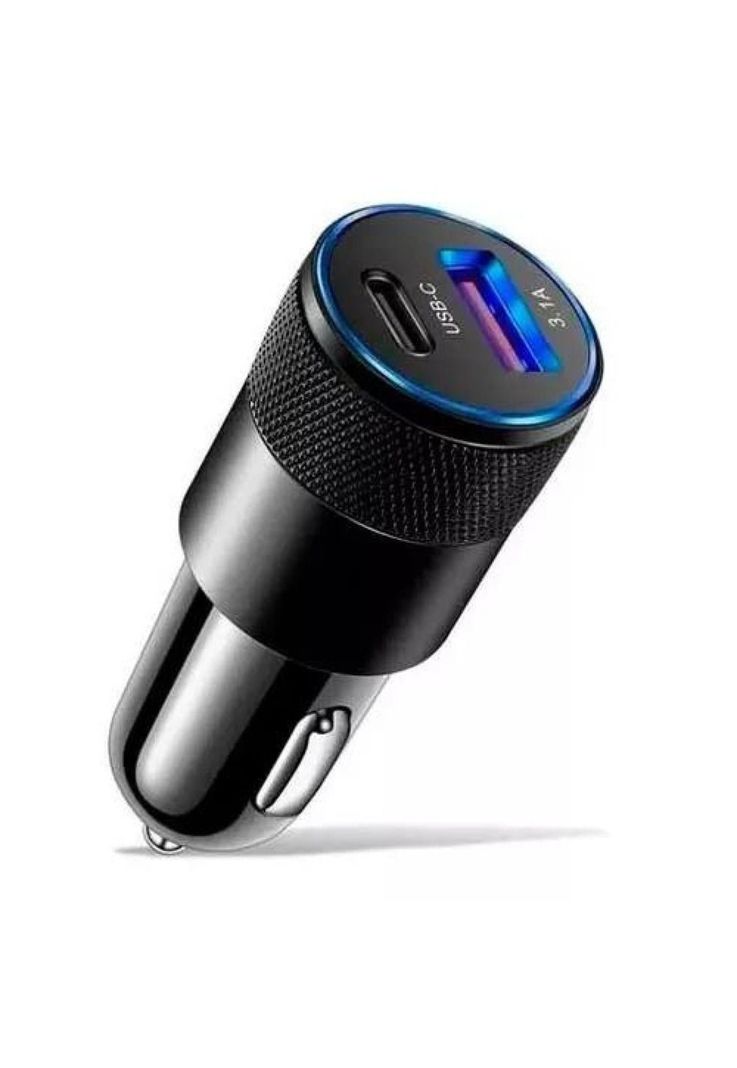 Cargador auto carga rápida tipo C 18W y USB 18W-0