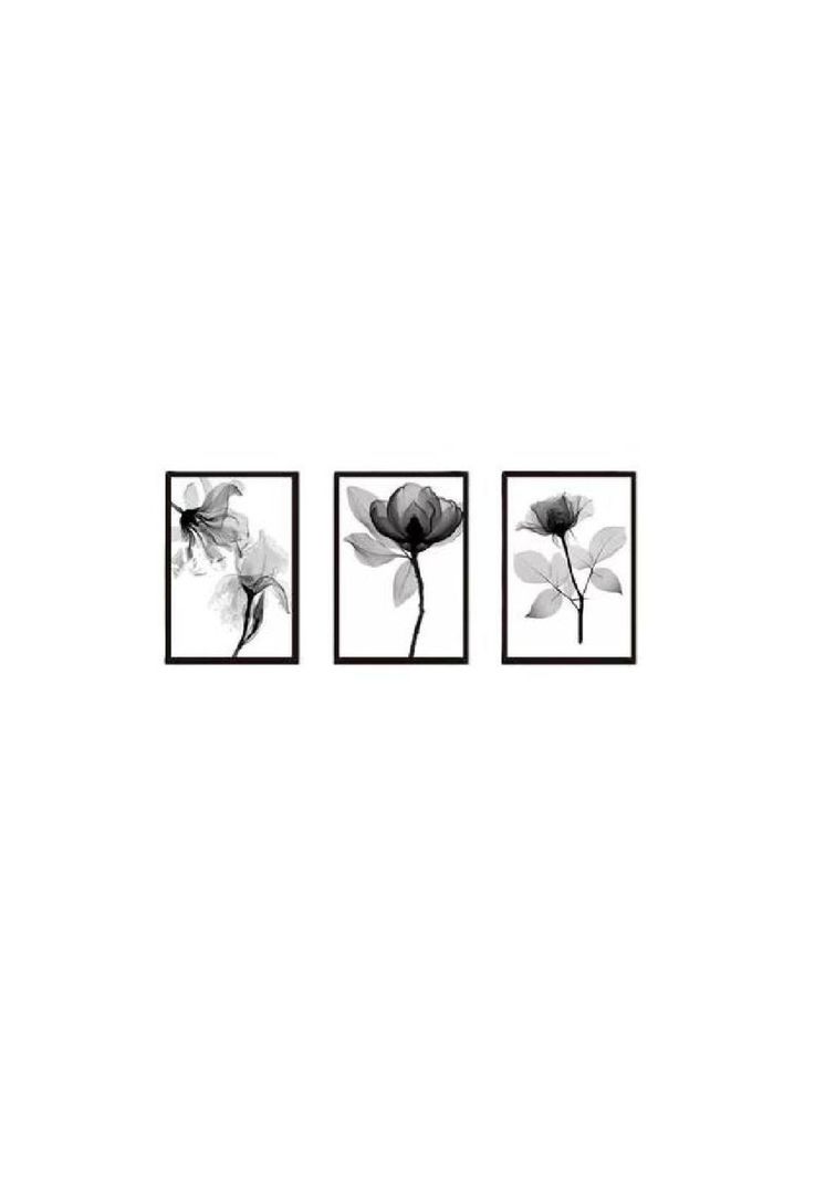 Cuadros rosas en blanco y negro, pack de 3 unidades, 35x50 cm-1