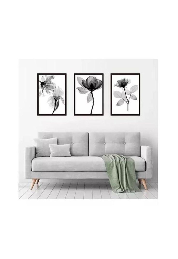 Cuadros rosas en blanco y negro, pack de 3 unidades, 35x50 cm-2