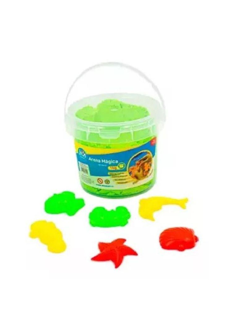 Arena mágica kinética pote 1 kg + moldes color verde-0