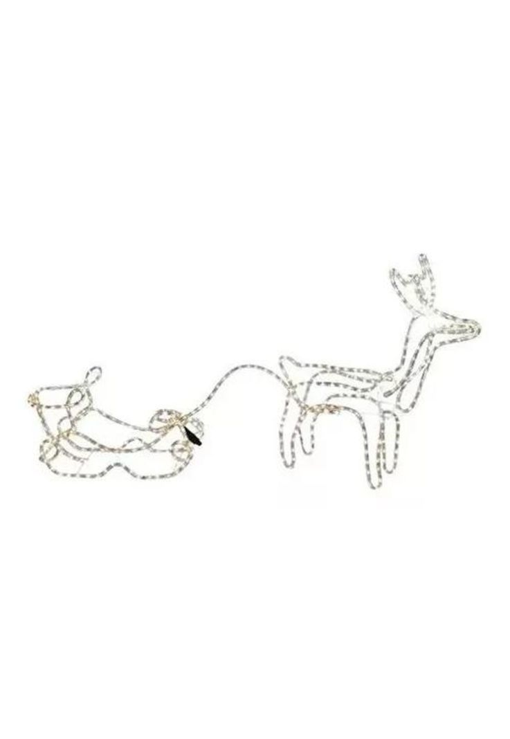 Adorno de reno con trineo de Navidad con 420 LED de 145 cm blanco-0