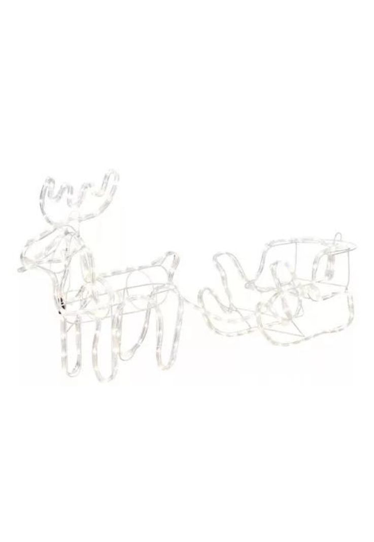 Adorno de reno con trineo de Navidad con 420 LED de 145 cm blanco-1