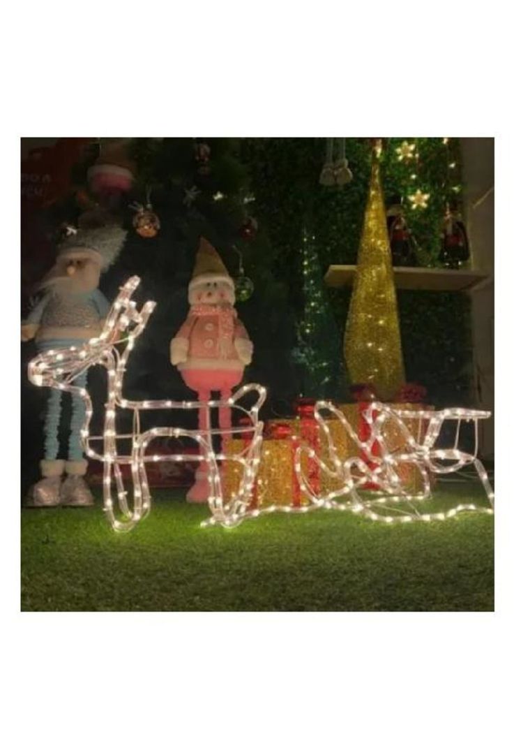 Adorno de reno con trineo de Navidad con 420 LED de 145 cm blanco-2