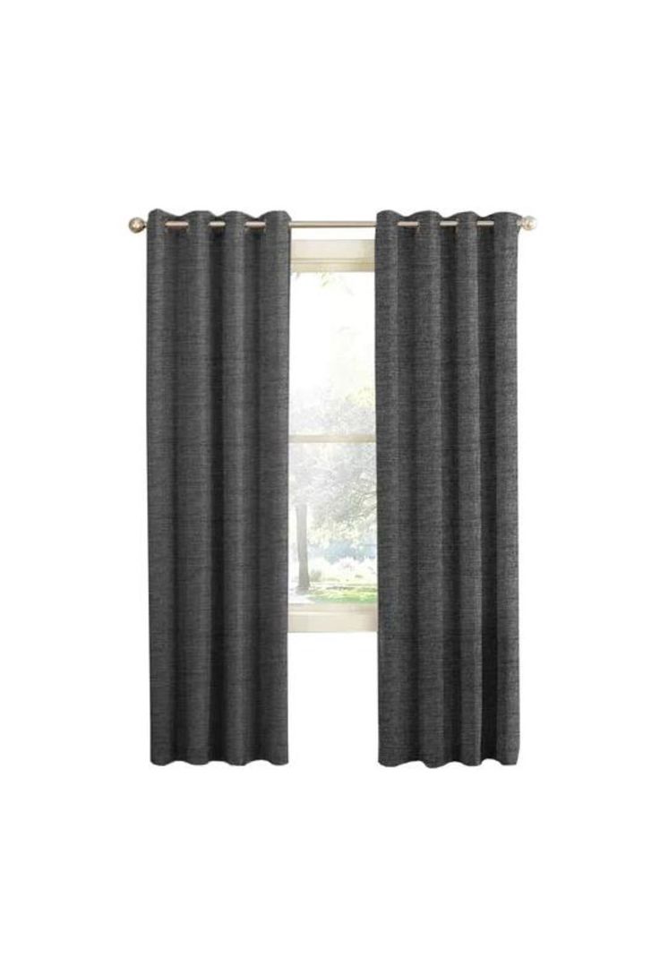 Cortina Blackout 100% 2 Paños 140x220cm Textura Lino Gris Oscuro-0