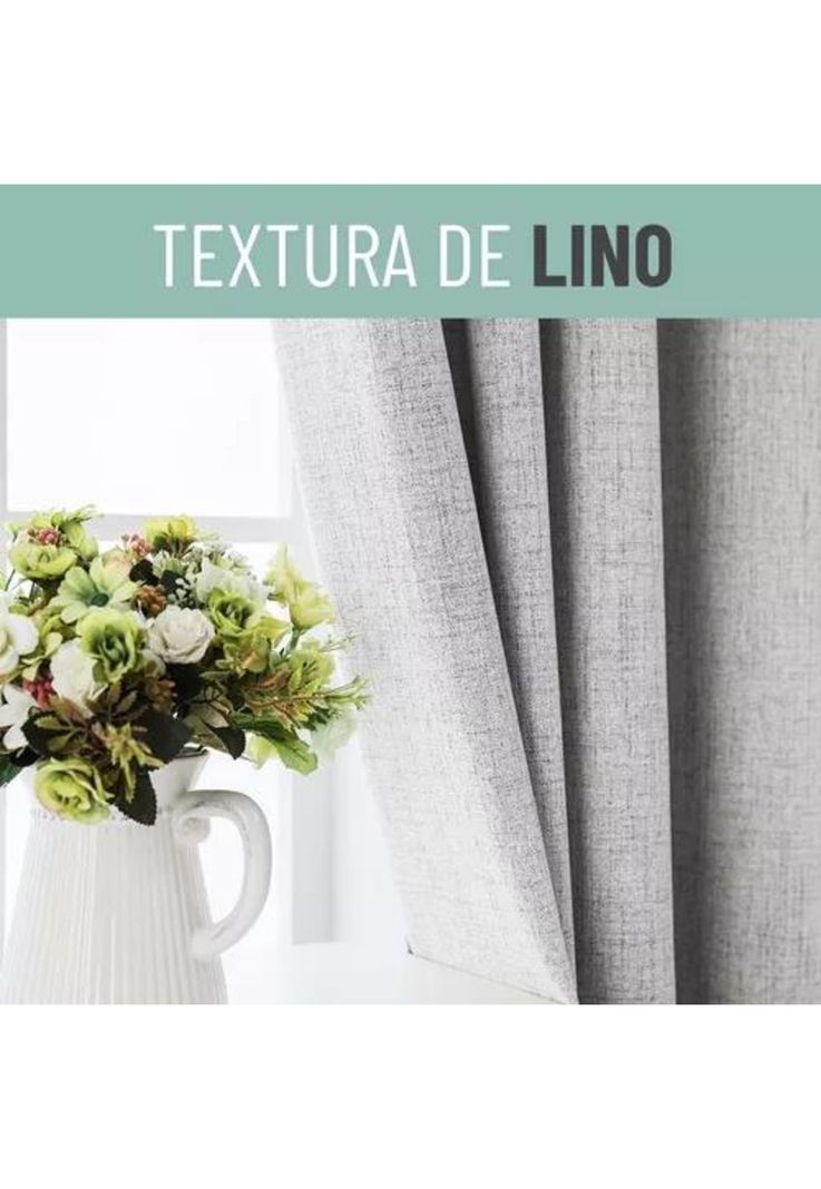 Cortina Blackout 100% 2 Paños 140x220cm Textura Lino Ivory-4
