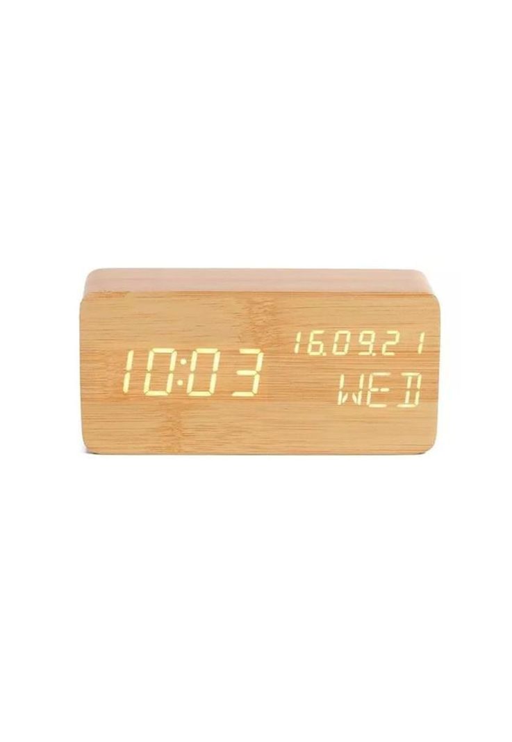 Despertador digital reloj madera reloj escritorio led-0
