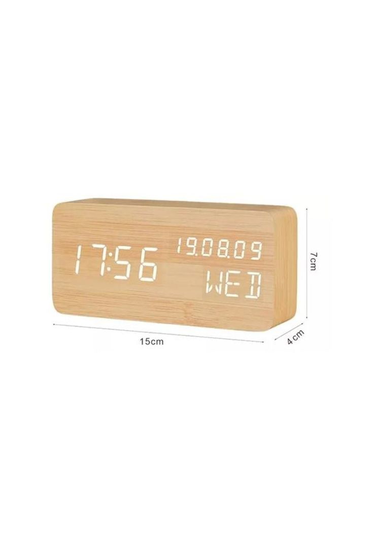 Despertador digital reloj madera reloj escritorio led-1