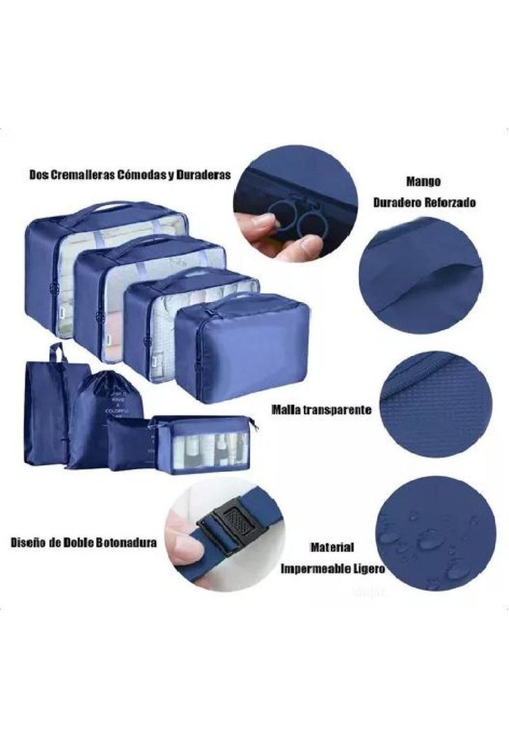 Bolsas de Viaje 8 en 1 - Color Azul-2