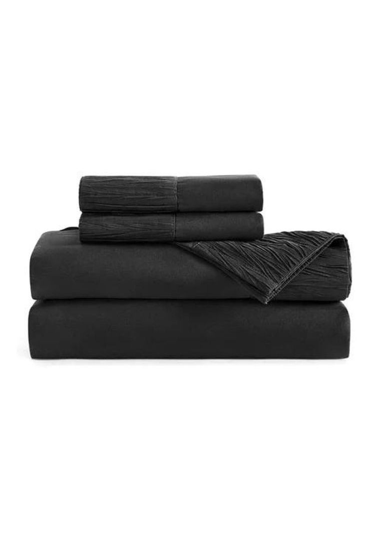 Sábanas 300 Hilos - 1.5 Plazas + Funda Almohada Color Negro-0
