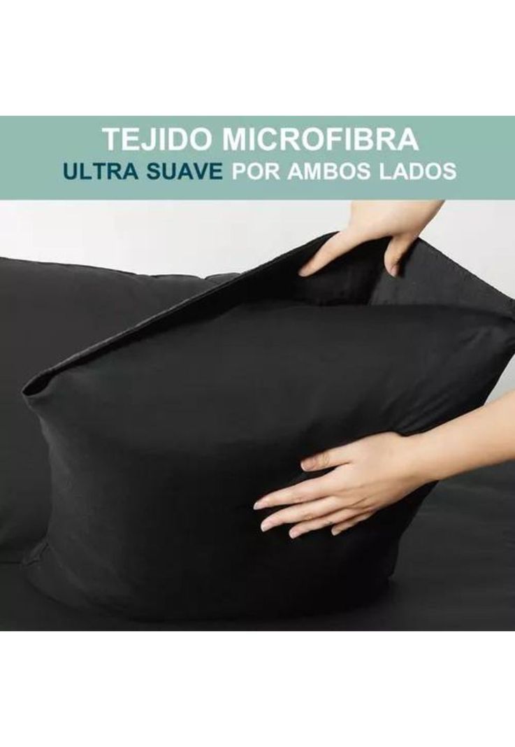 Sábanas 300 Hilos - 1.5 Plazas + Funda Almohada Color Negro-5