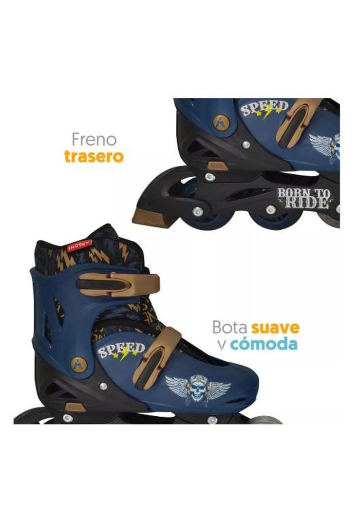 Patines en línea con luces ajustables T 34-37, azul-2
