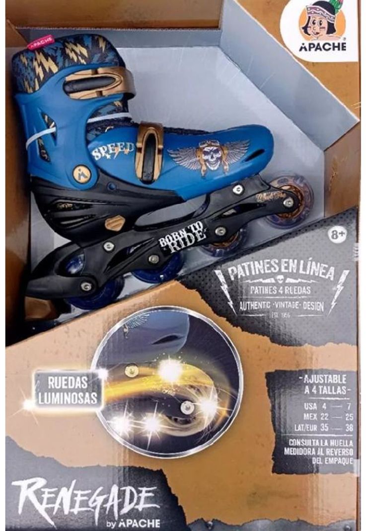 Patines en línea con luces ajustables T 34-37, azul-4