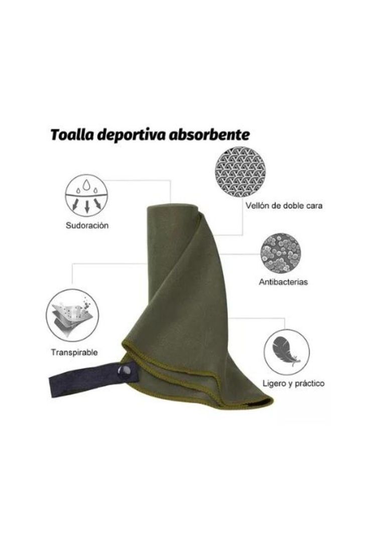 Toalla baño viaje microfibra secado rápido, pcs verde milita-1