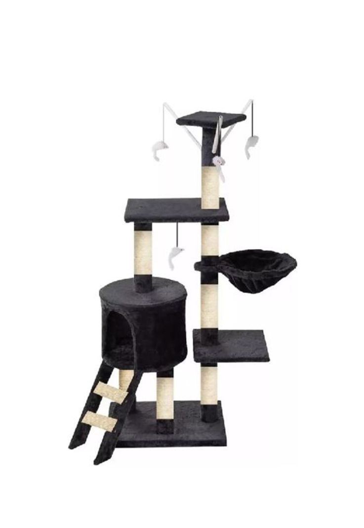 Rascador tipo árbol gatos - niveles interactivo color gris-0