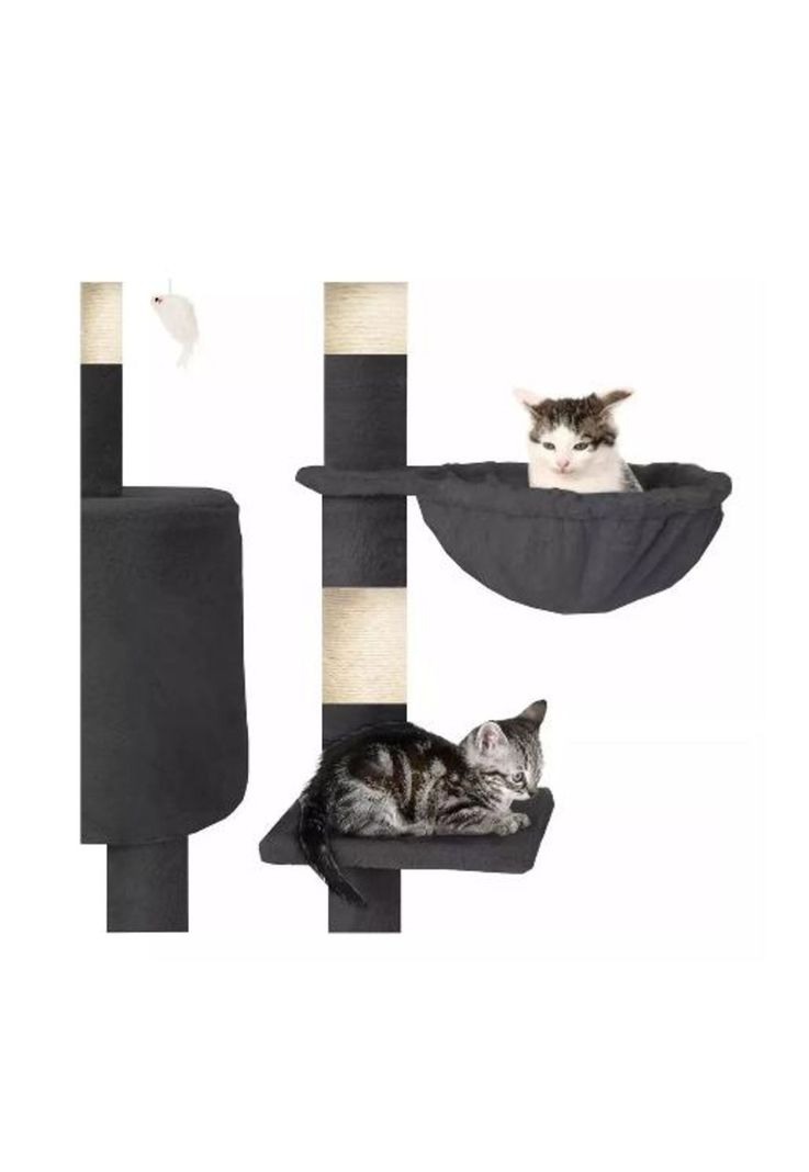 Rascador tipo árbol gatos - niveles interactivo color gris-1