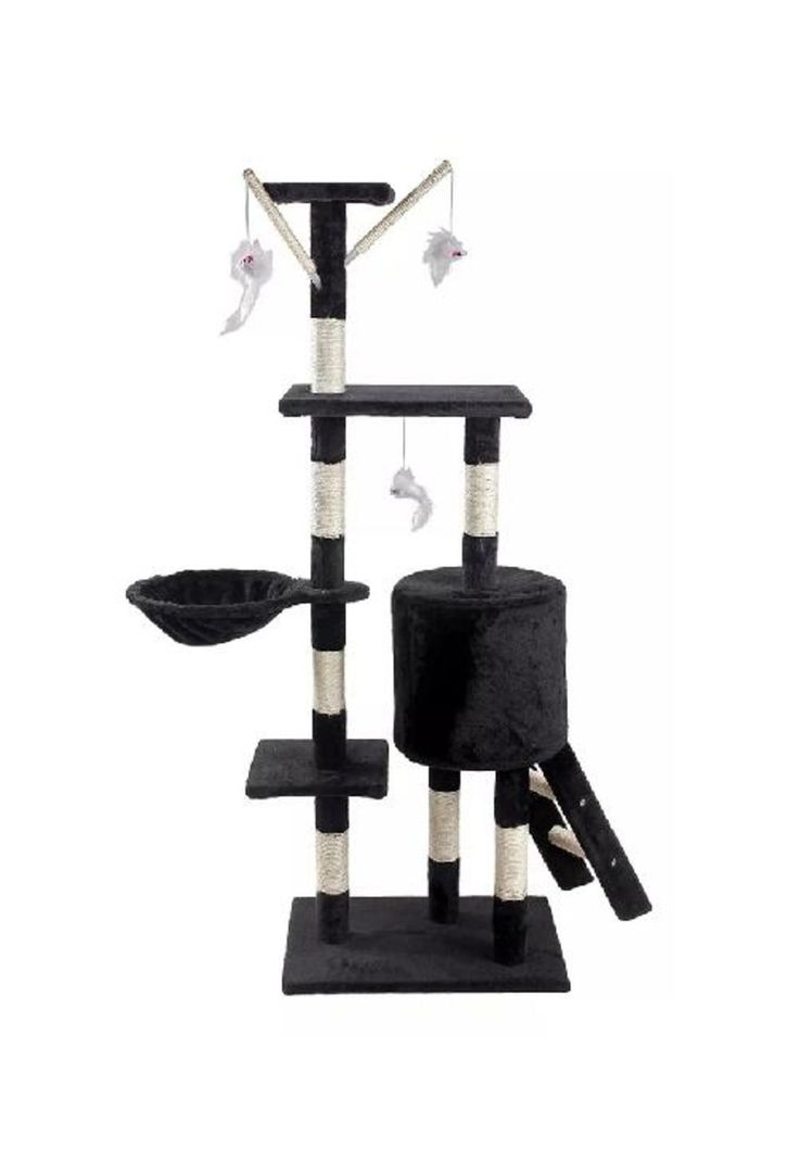 Rascador tipo árbol gatos - niveles interactivo color gris-2