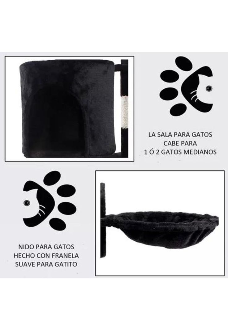 Rascador tipo árbol gatos - niveles interactivo color gris-3