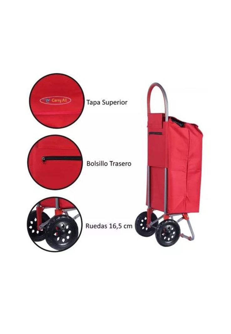 Carrito de compras plegable 35 litros color rojo-3