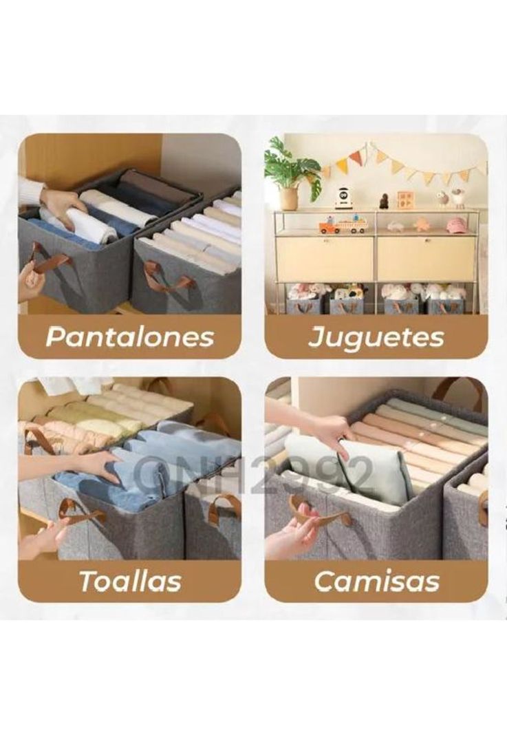 6 Bolsas Organizador Ropa Caja Plegable Asa Almacenamiento-2