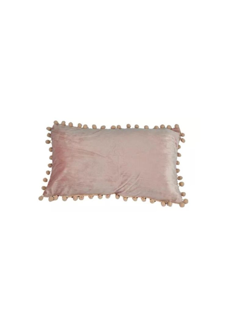 Pack de 2 Fundas de Cojín Terciopelo con Pompones 30x50 cm Rosa-0