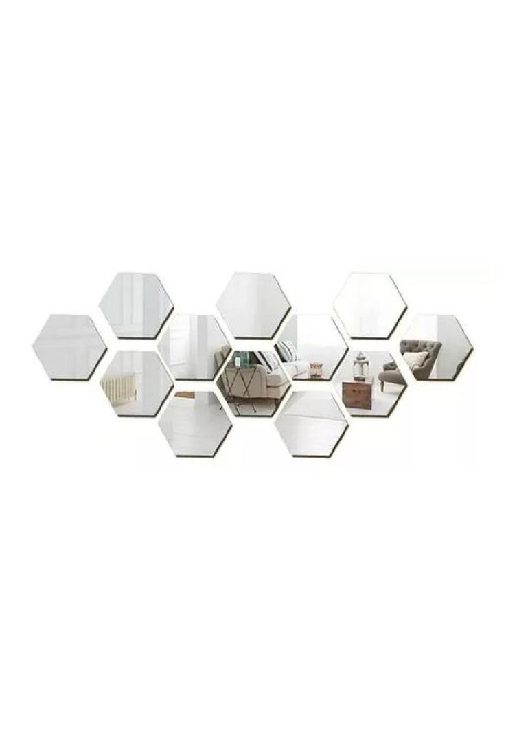 Set de pegatinas espejos decorativos Marinshop vinilo acrílico hexagonal 15 unidades-2