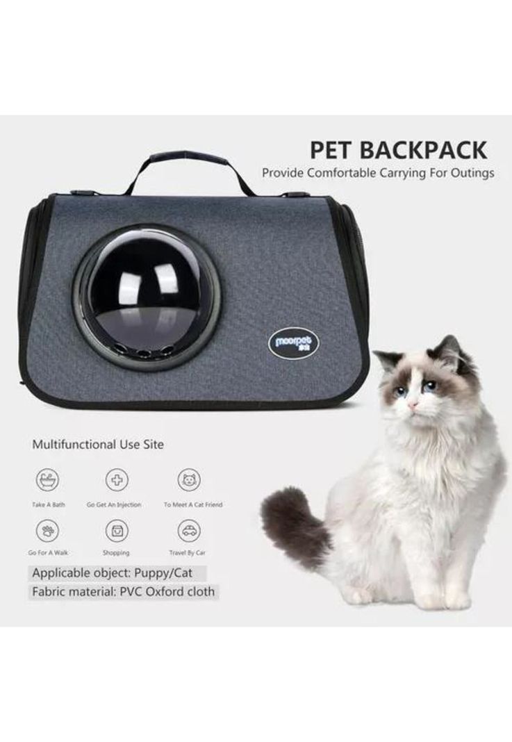 Bolso de transporte cápsula para mascotas malla transpirable gris-3