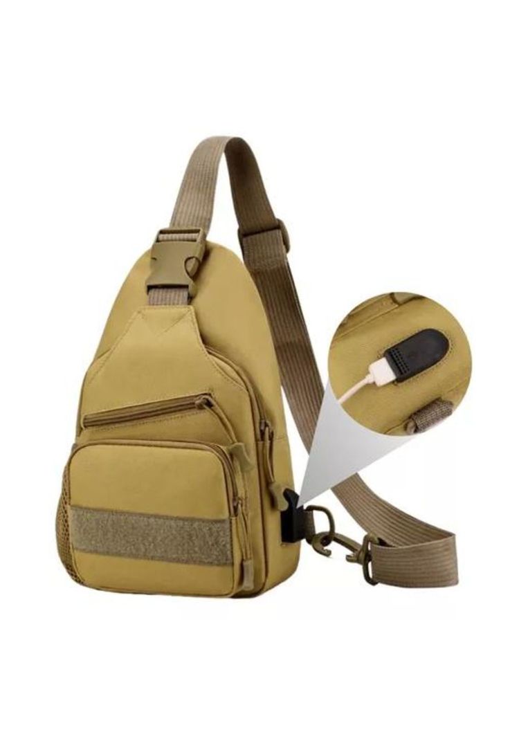 Bolso táctico impermeable banano bandolero con carga USB-0