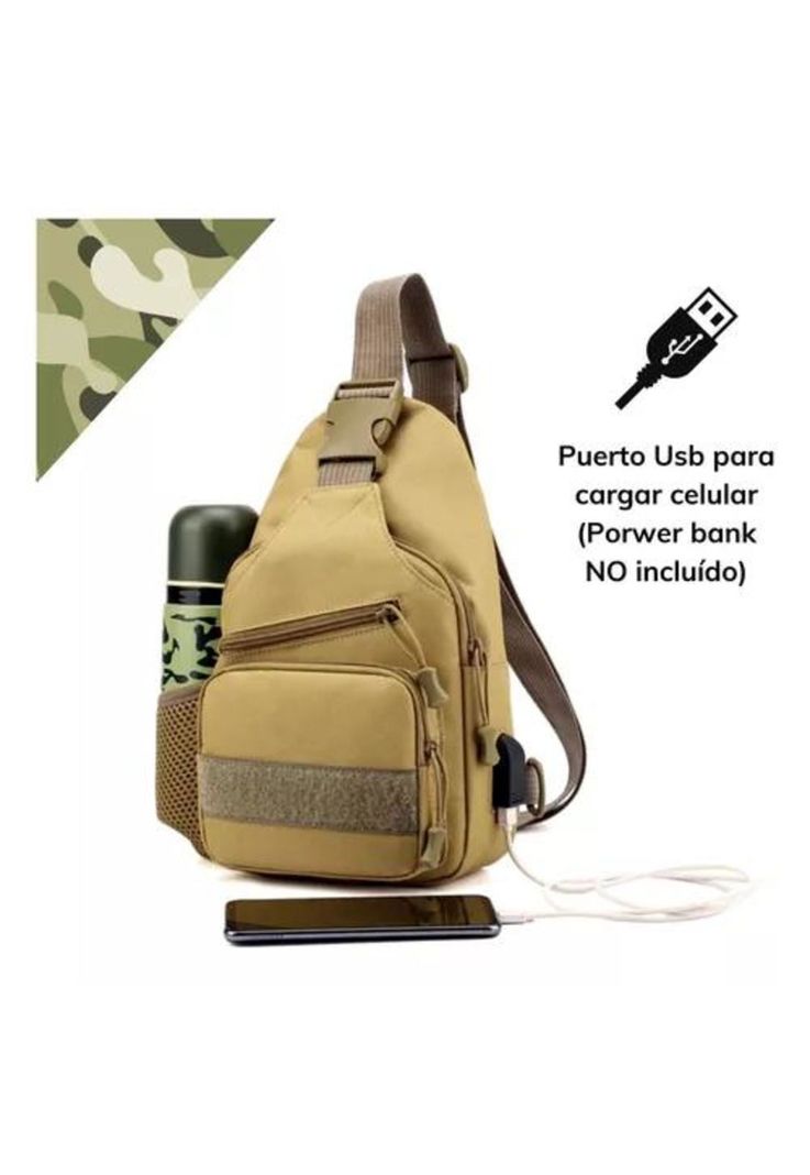 Bolso táctico impermeable banano bandolero con carga USB-6