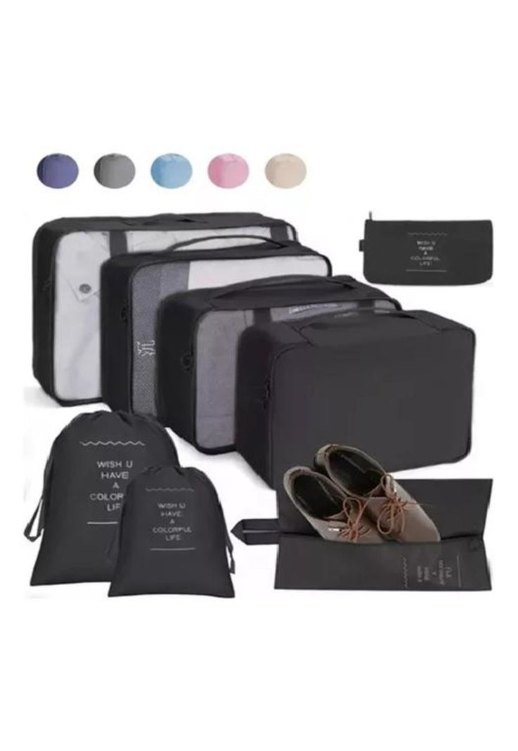 Bolsas de Viaje 8 en 1 - Organizadoras de Viaje para Maleta - Color Negro-0