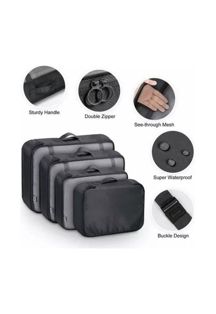 Bolsas de Viaje 8 en 1 - Organizadoras de Viaje para Maleta - Color Negro-3