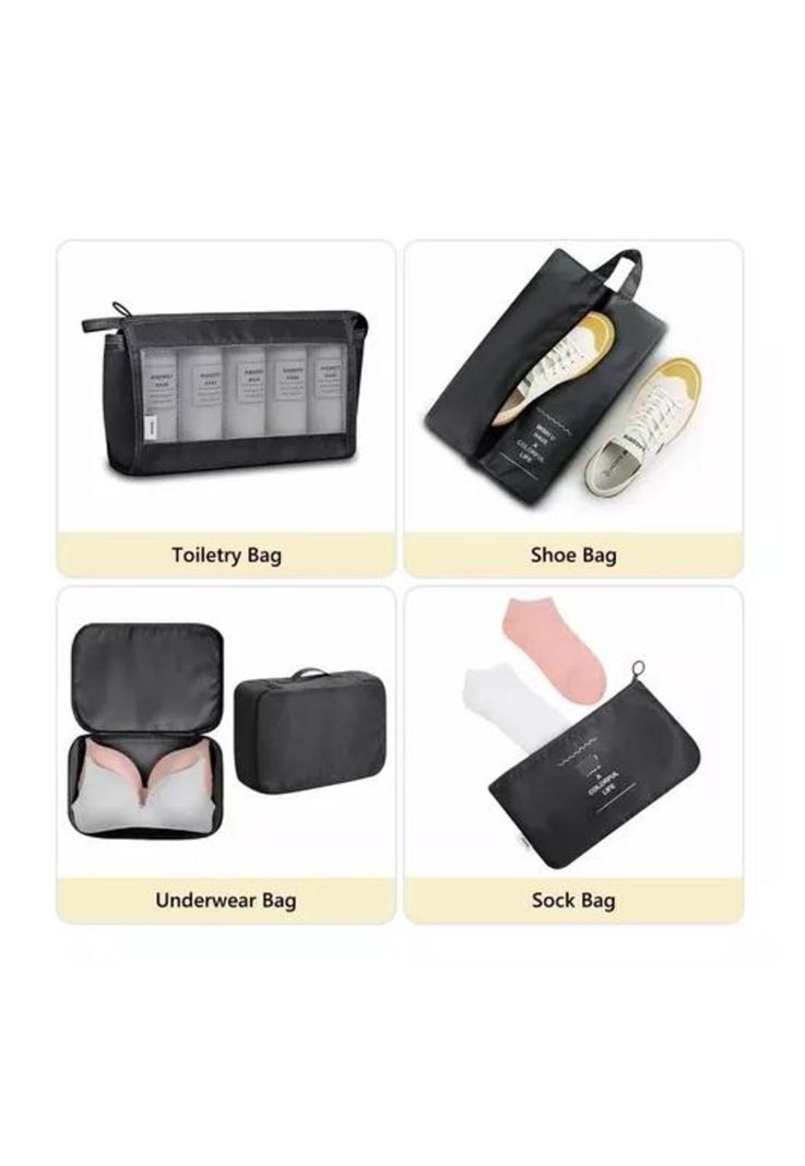 Bolsas de Viaje 8 en 1 - Organizadoras de Viaje para Maleta - Color Negro-4