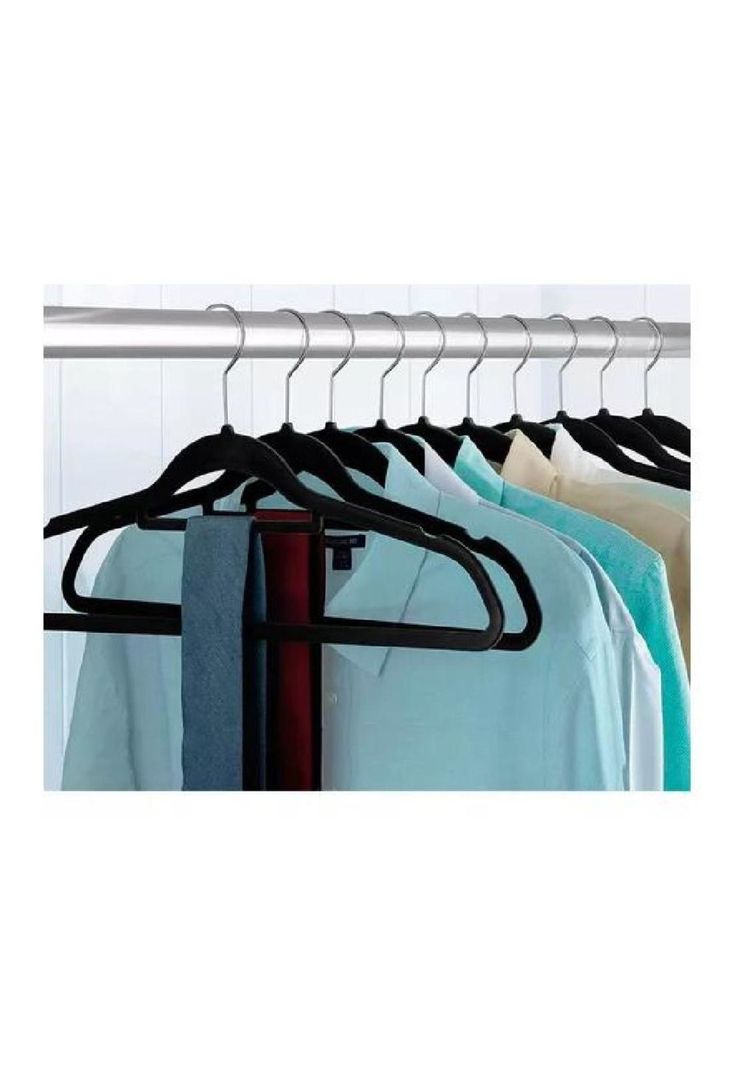 Pack de 10 perchas terciopelo antideslizantes color negro-4