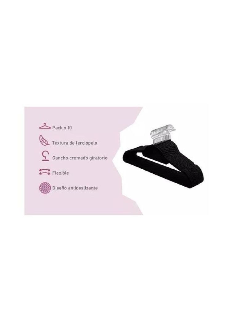 Pack de 10 perchas terciopelo antideslizantes color negro-5