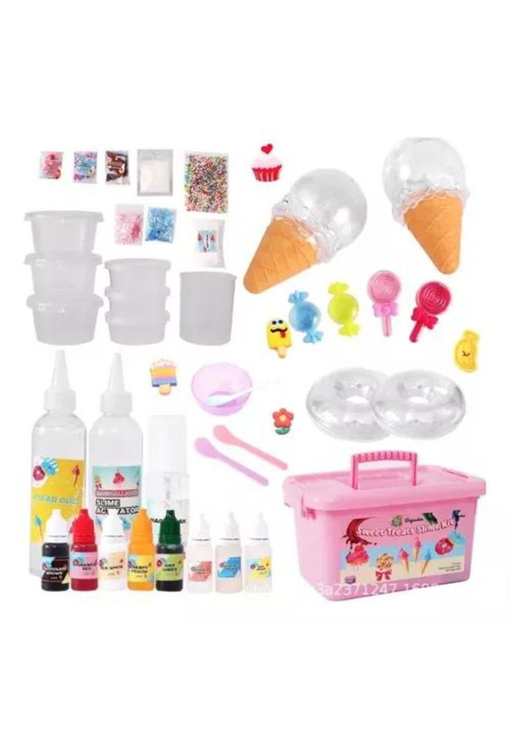 Kit para hacer slime helado incluye todos los accesorios rosado-2