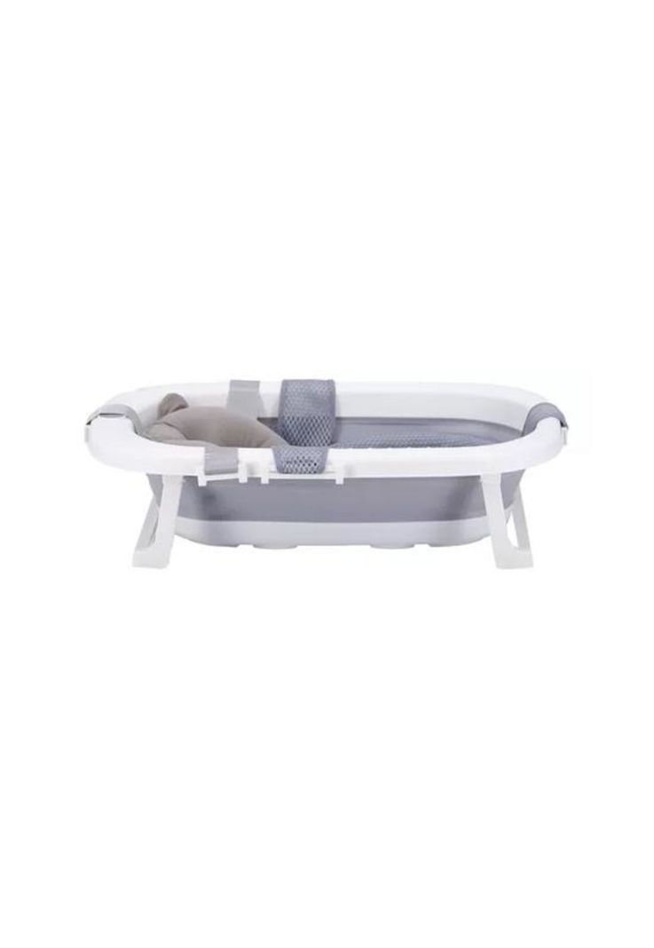 Bañera plegable bebé con cojín almohada y reductor, gris-2