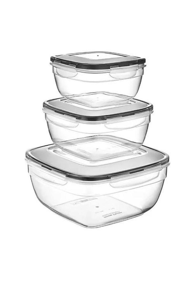 Set de 3 tupper herméticos para alimentos, plástico-0