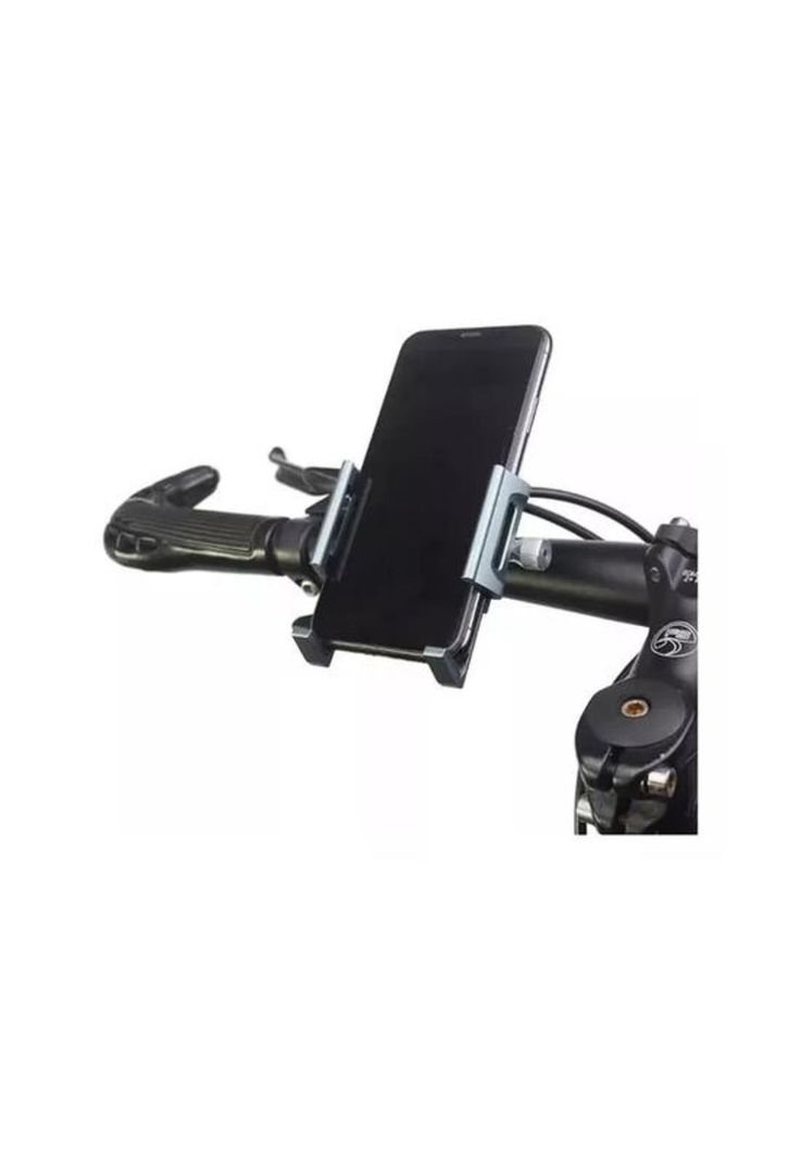 Porta smartphone celular metálico para moto y bicicleta, color negro-1