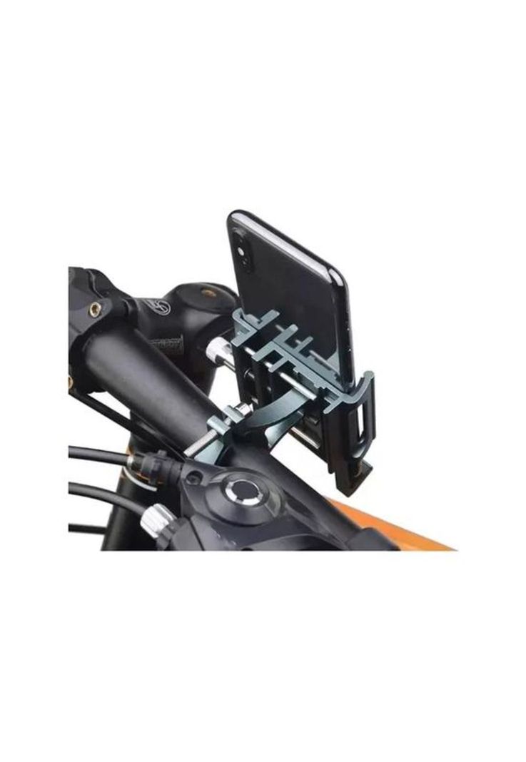 Porta smartphone celular metálico para moto y bicicleta, color negro-6