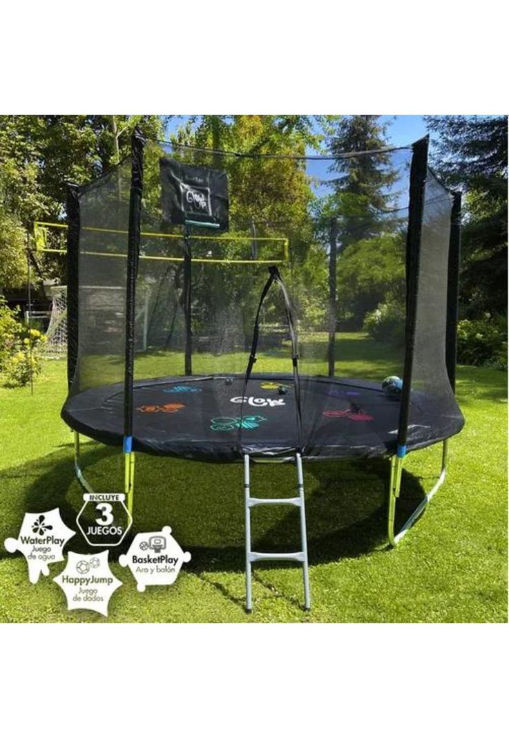 Cama elástica GlowUp Limited Edition R6053 con diámetro de 3,05 m y ancho de 305 cm negra-4