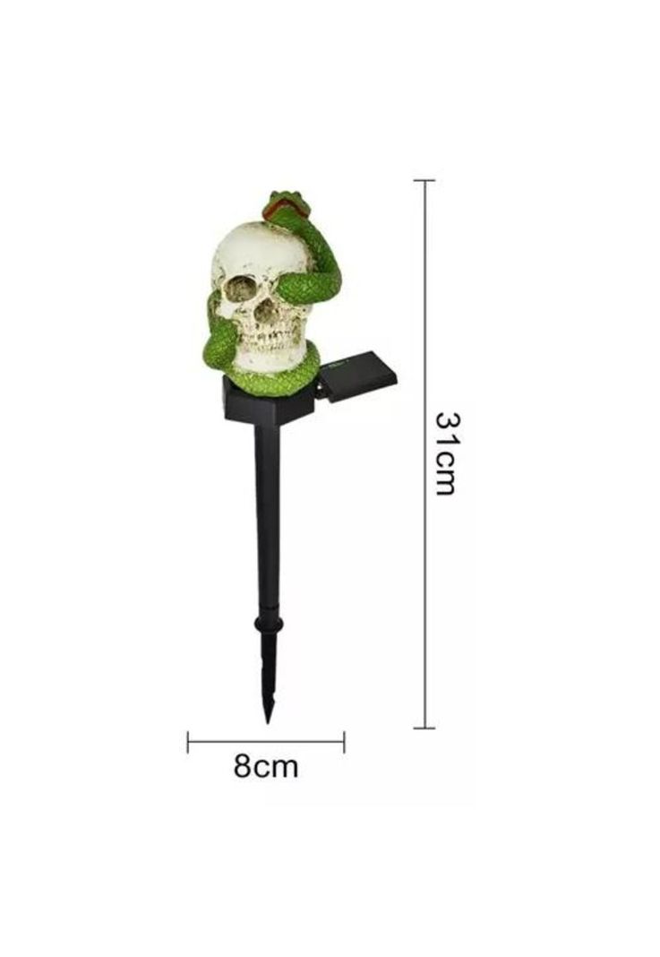 Estaca solar de Halloween, calavera con serpiente, luz de jardín-1