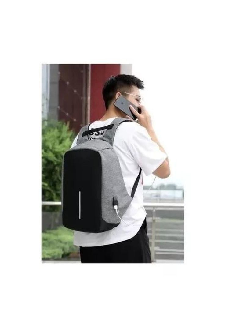 Mochila antirrobo con seguridad ajustable acolchada gris-3